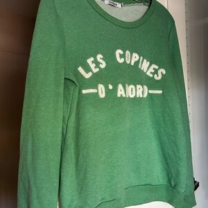 Green Sweatshirt with White Text